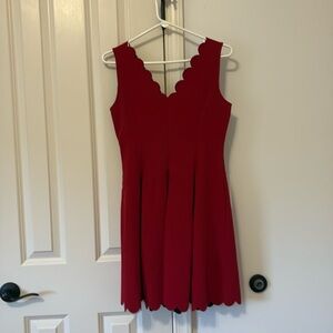 Banana Republic Red Scalloped Dress with pockets